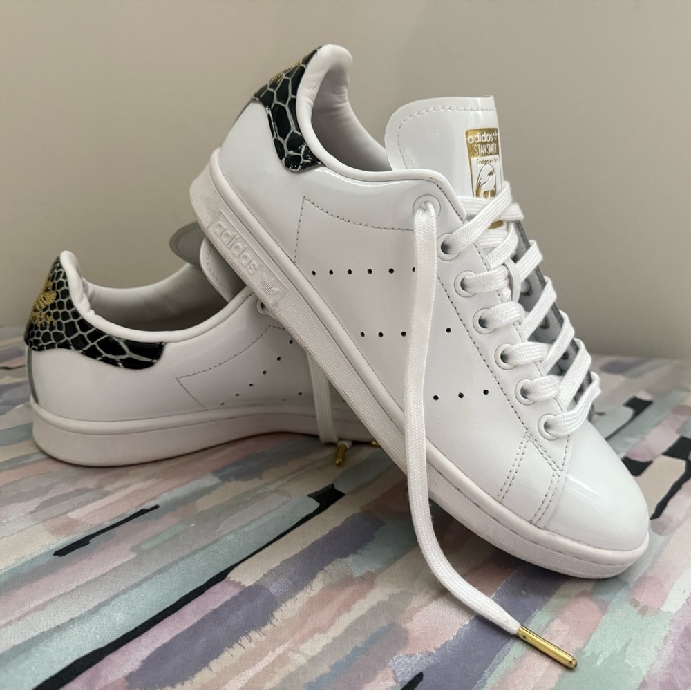 Adidas Women's Stan Smith Patent Leather Snake Skin Embossed